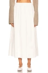 Helsa Cotton Poplin Midi Skirt In White