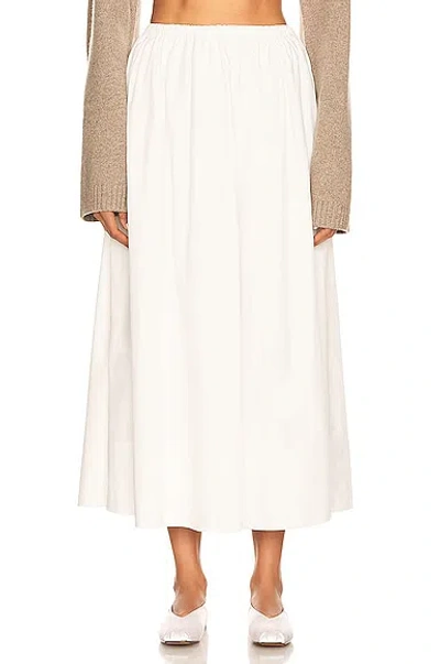 Helsa Cotton Poplin Midi Skirt In White