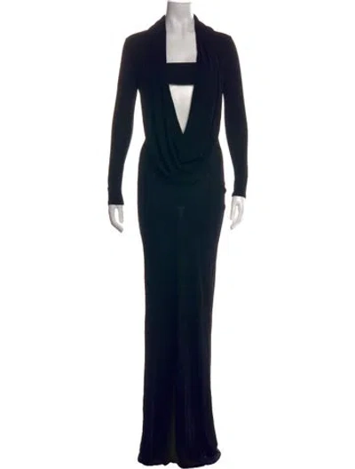 Pre-owned Helsa Cowl Neck Long Dress In Black