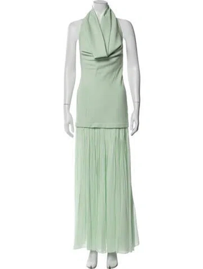 Pre-owned Helsa Cowl Neck Long Dress In Green