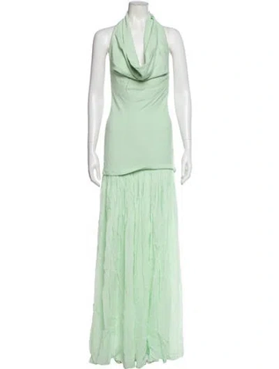 Pre-owned Helsa Cowl Neck Long Dress W/ Tags In Green