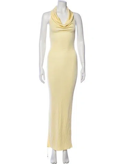 Pre-owned Helsa Cowl Neck Long Dress W/ Tags In Yellow