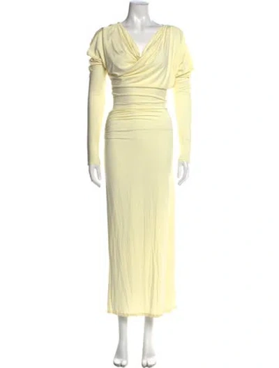 Pre-owned Helsa Cowl Neck Long Dress In Yellow