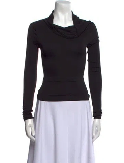 Pre-owned Helsa Cowl Neck Long Sleeve Top In Black