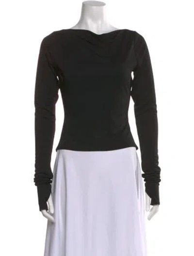 Pre-owned Helsa Cowl Neck Long Sleeve Top In Black