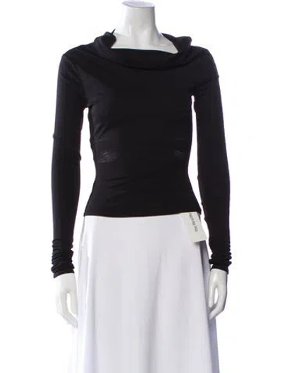 Pre-owned Helsa Cowl Neck Long Sleeve Top In Black