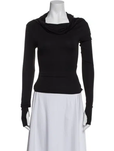 Pre-owned Helsa Cowl Neck Long Sleeve Top In Blue