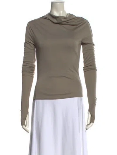 Pre-owned Helsa Cowl Neck Long Sleeve Top In Neutral