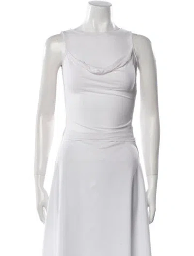 Pre-owned Helsa Cowl Neck Sleeveless Crop Top In White