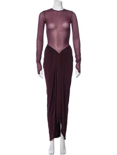 Pre-owned Helsa Crew Neck Long Dress In Burgundy