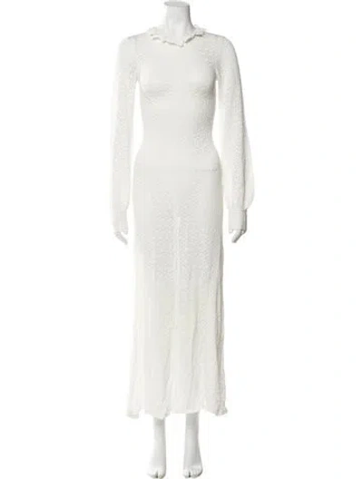 Pre-owned Helsa Crew Neck Long Dress In White
