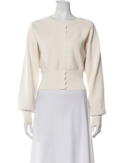 Pre-owned Helsa Crew Neck Long Sleeve Button-up Top In Neutral