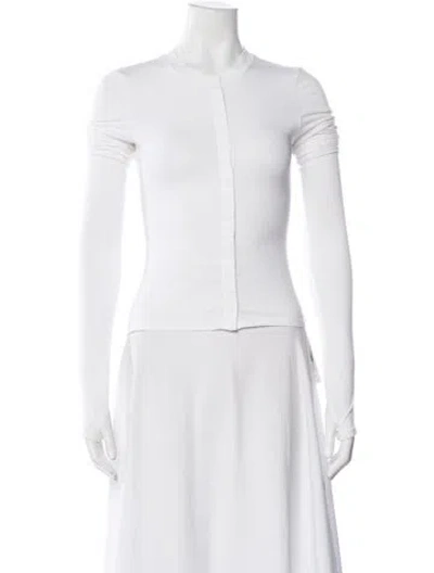 Pre-owned Helsa Crew Neck Long Sleeve Button-up Top In White