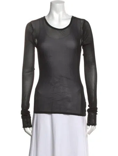 Pre-owned Helsa Crew Neck Long Sleeve Top In Grey