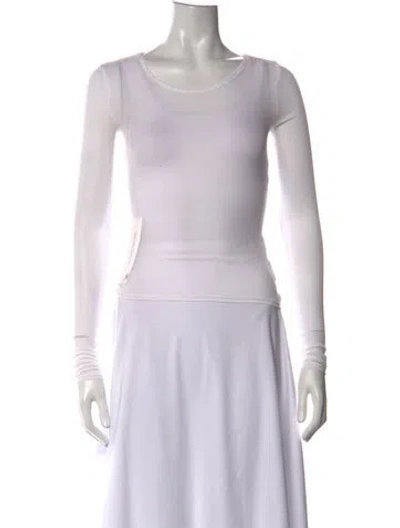 Pre-owned Helsa Crew Neck Long Sleeve Top In White