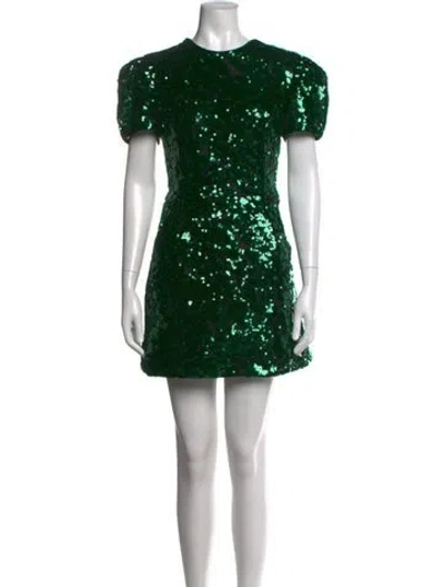 Pre-owned Helsa Crew Neck Mini Dress In Green