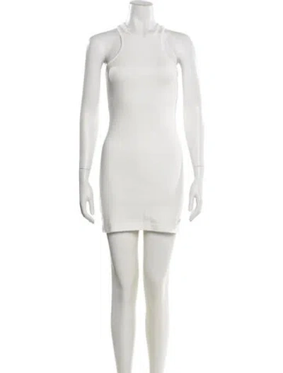 Pre-owned Helsa Crew Neck Mini Dress In White