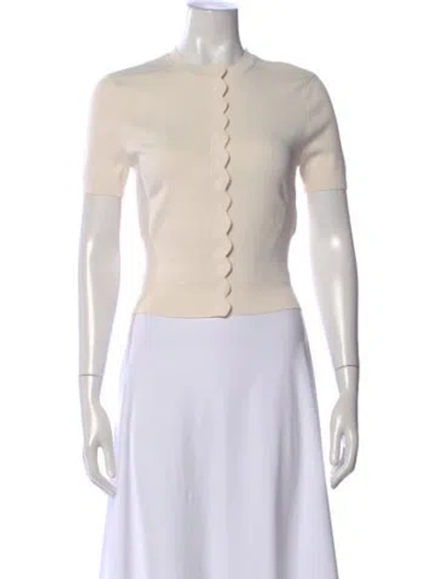 Pre-owned Helsa Crew Neck Short Sleeve Button-up Top In Neutral