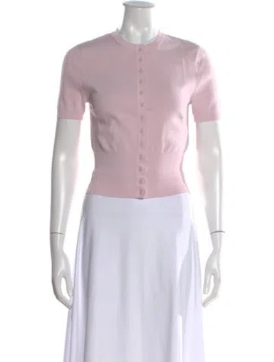 Pre-owned Helsa Crew Neck Short Sleeve Button-up Top In Pink