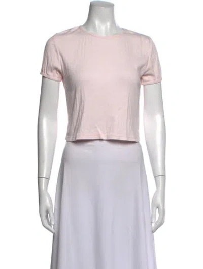 Pre-owned Helsa Crew Neck Short Sleeve Crop Top In Pink