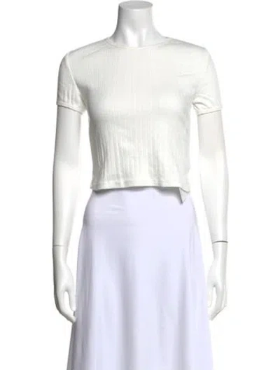 Pre-owned Helsa Crew Neck Short Sleeve Crop Top In White
