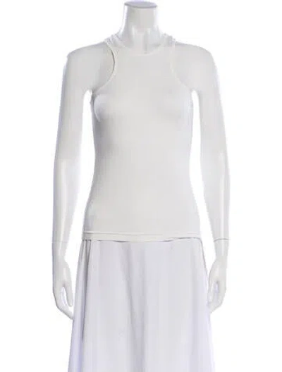 Pre-owned Helsa Crew Neck Sleeveless Top In White