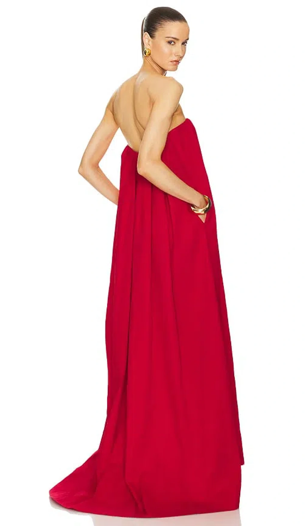 Helsa Crinkle Pleated Gown In Very Red | ModeSens