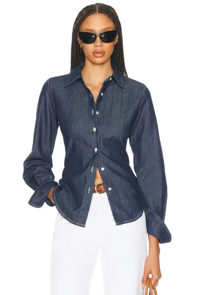 Helsa Denim Fitted Shirt In Blue