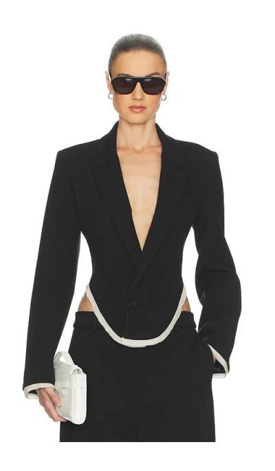 Helsa Devereux Blazer With Chiffon Edge In Black