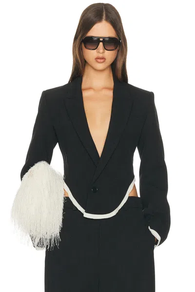 Helsa Devereux Blazer With Chiffon Edge In Black