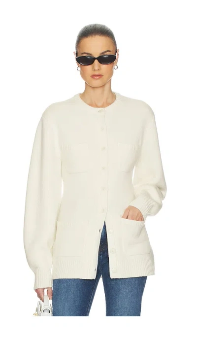 Helsa Devika Wool Cashmere Cardigan In White