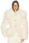 Helsa Dramatic Collar Faux Shearling Jacket In White
