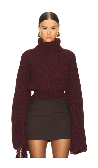 Helsa Esti Turtleneck Sweater In Burgundy