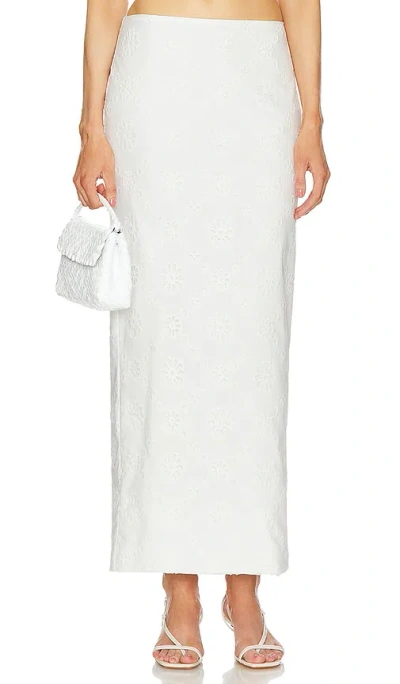 Helsa Eyelet Column Midi Skirt In Antique White