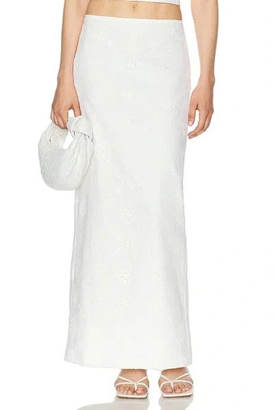 Helsa Eyelet Column Midi Skirt In Antique White