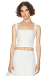 Helsa Eyelet Corset Top In Antique White