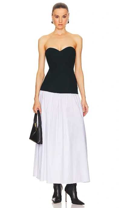 Helsa Faille Colourblock Midi Dress In Black & White