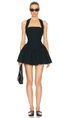 Helsa Faille Halter Mini Dress In 黑色