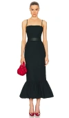 Helsa Faille Midi Dress In 黑色