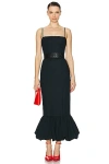 Helsa Faille Midi Dress In Black