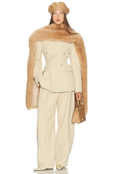 Helsa Faux Fox Scarf In Brown