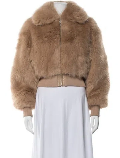 Pre-owned Helsa Faux Fur Faux Fur Jacket In Brown