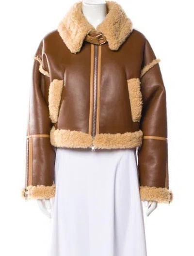 Pre-owned Helsa Faux Fur Jacket In Brown