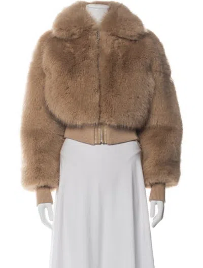 Pre-owned Helsa Faux Fur Jacket In Brown