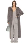 Helsa Faux Fur Long Trench In Gray