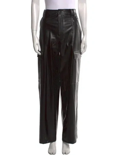 Pre-owned Helsa Faux Leather Wide Leg Pants In Black