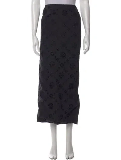 Pre-owned Helsa Floral Print Long Skirt In Black
