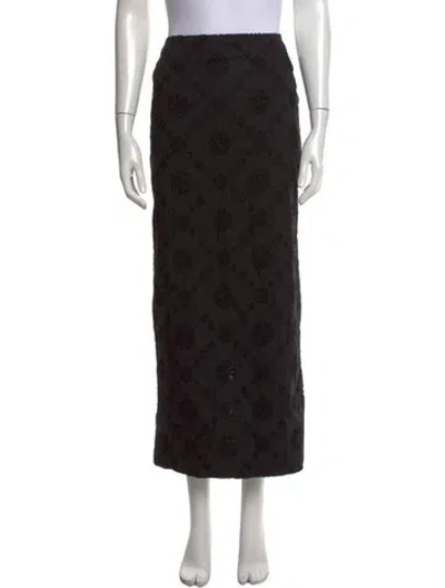 Pre-owned Helsa Floral Print Long Skirt In Black