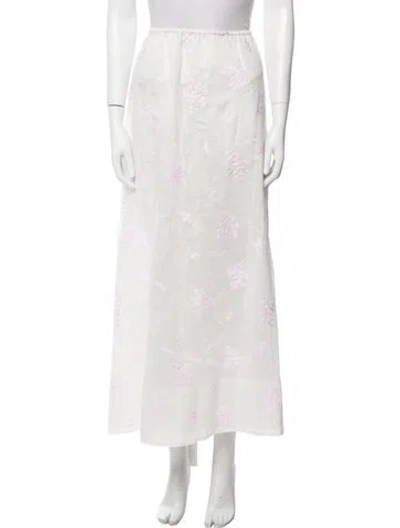 Pre-owned Helsa Floral Print Midi Length Skirt In White
