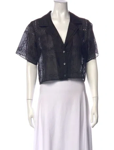 Pre-owned Helsa Floral Print V-neck Top In Black